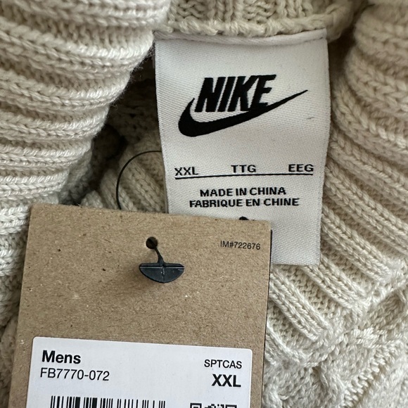 Nike Life Cable Knit Turtleneck Sweater Off White Bone FB7770-072 Men’s - Picture 9 of 9